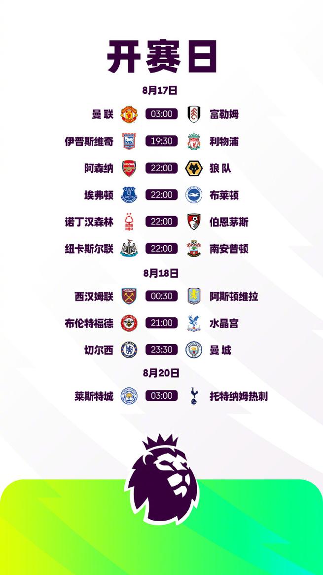 英超赛程今日赛程表